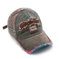 Vintage washed dark khaki baseball cap with 1969 RockSh embroidery and frayed brim - Washed Taupe (G)