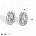Detail view of oval stainless steel stud earrings with dimensions 16.8mm by 27mm - Silver Style (TE60404-S)