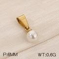 Titanium steel pendant featuring a 6mm white pearl, lightweight 0.6g design in gold finish - Gold Style (KP120450-Z)