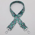 Adjustable crossbody bag strap with pink flamingo and green palm leaf print patterns - No. 593 (Flamingo) / Silver