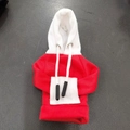 Mini car gear shift hoodie cover in red and white knit fabric with drawstring - Red & White Patchwork with Eyelets