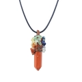 Detail of red jasper hexagonal crystal pendant with copper tree of life wire wrapping - Approx. 15*60mm / Red Jasper [With Leather Rope]