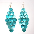 Boucles d'oreilles bohèmes multicouches en nacre turquoise et finition dorée chic - 33# Style Texture Coquille Ronde Multi-couche