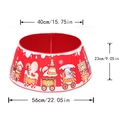 Dimensions du cache-pied de sapin rouge: haut 40cm, hauteur 23cm, bas 56cm de large - Motif Petit Train de Noël