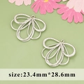 Silver hollow petal floral jewelry pendants for DIY accessories, 23.4mm by 28.6mm set - Silver Fan Flower MD6705B / 1 Piece
