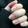 Short square press-on nails with elegant French orange nude gradient finish - French Ombre Nude Pink (Black Jelly Glue) (CW38)