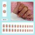 Long square press-on nails with colorful wave patterns in 24 pieces set - W626 Multicolor Wavy Pattern (Glue Style)