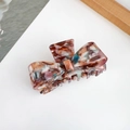 Acetate bow hair claw clip with colorful marble texture and strong grip for women - Small / Diamond Brown