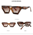 Detail shots of irregular leopard pattern sunglasses with brown lenses from various angles - Tortoiseshell Frame Tea Lens