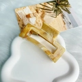 Rectangle amber marble hair claw clip with acetate finish for elegant high ponytail - Square Clip 8.7cm-Brown Coffee