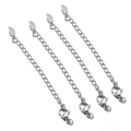 Lot de 4 chaînes d'extension en acier argenté avec fermoir mousqueton et pendentif cœur - Style F / Acier