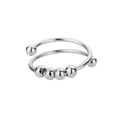 Polished silver fidget ring with double bands and five sliding beads for anxiety relief - Double Layer 5 Beads / Platinum