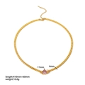 Flat lay of 18k gold plated necklace with pink teardrop zircon and dimension labels - Pink (TN3277-PK)