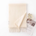 Sciarpa di lana bianco crema con frange e morbido tocco di cashmere per l'inverno - 7102-11 Bianco / 30*180