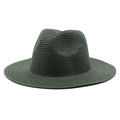 Classico cappello panama in paglia verde scuro con trama intrecciata per protezione solare - Stile Semplice / Verde Scuro