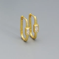 Goldene S925 Sterling Silber U-Ohrringe mit rechteckigen klaren Zirkonia-Steinen - 925er Silber / Gold (Weiße Stein)