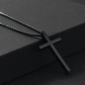 Collana hip hop da uomo in acciaio inossidabile nero con ciondolo a croce alla moda - Croce di Base Nera / Nero