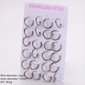Set of 12mm silver stainless steel hoop earrings with 2mm thickness on card - Silver (Inner Diameter 12mm)