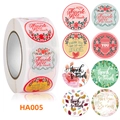 Primer plano de pegatinas florales redondas de agradecimiento con ocho diseños únicos - HA005-Estilo De Amistad Floral Estético