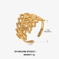 Adjustable leaf open ring in 18K gold plated stainless steel for women - Hollow Olive Branch (ZN218) / Steel