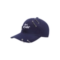Dettaglio cappello baseball blu navy con anelli in metallo e ricamo keep the faith - Regolabile / Blu Notte