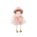 Pink Christmas angel girl ornament with sequined mesh skirt and golden bells - Pink Bow Hat Gauze Skirt Angel / Pink