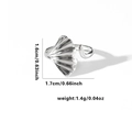 Adjustable silver stainless steel ring featuring a realistic ginkgo leaf design - Tyr0328 / Adjustable Open