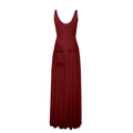 Slim fit sleeveless burgundy mesh dress with sheer paneled long A-line skirt - XS / Burgundy
