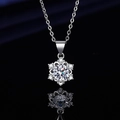 Sparkling silver snowflake pendant necklace with high-clarity cubic zirconia stones - Snowflake Necklace Xl-70