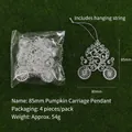 Set of 4 transparent silver pumpkin carriage hanging ornaments for Christmas tree decor - Pumpkin Carriage Pendant / 85mm