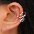 Gothic spider ear cuff earring in silver finish for non-pierced ears on a model - Large Spider Ear Cuff (Antique Silver Color) (A-1274)
