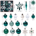 Set da 58 pezzi di palline di Natale verdi, bianche e argento per decorazioni natalizie - Verde/Bianco