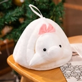 Plush white seal pet bed with a pink bow decoration on a cozy wooden table - Snow Nest + Whale/Seal / 20cm
