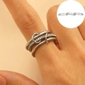Modern silver multilayer interlocking ring with sparkling pavé cubic zirconia accents - Interlocked Multi-ring With Diamond Style (5848) / Steel / US 9