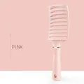 Jasmine pink vent hairbrush with boar bristles and ergonomic handle for styling - Pink Large Curved Brush