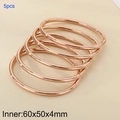 Set of 5 minimalist rose gold stainless steel hollow bangle bracelets 60x50x4mm size - 5 Rings (KB205315-LO)