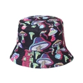 Double-sided reversible sun hat featuring a vibrant colorful mushroom print on black fabric - Black Psychedelic Graffiti Mushroom (7)