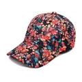 Détail de la casquette de baseball fleurie avec motif floral coloré et sergé haute densité - M(56-58cm) / Noir