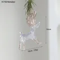 Ornamento natalizio a forma di renna in acrilico trasparente con glitter dorati - 41730-Renna