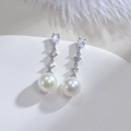 Elegante S925 zilveren hangers met witte parels en sprankelende kristal-zirkonia - Witte Zirkoon Verzilverd