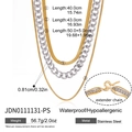 Set di collane multistrato in acciaio inossidabile con catene a serpente piatte e a maglie - Set di Catene Metalliche a Tre Strati (JDN0111131-PS)