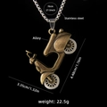 Vintage Motorrad-Halskette in Bronze-Optik mit Maßen der Edelstahlkette und des Anhängers - Roller (Bronze)