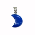 Blue agate crescent moon pendant with silver bail connector for DIY jewelry - Sodalite