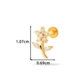 Golden flower labret stud with zircon stones, stainless steel piercing, 1.07cm height - Large Flower (0169-10#) / Gold
