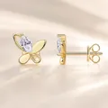 Puce d'oreille papillon en argent 925 avec moissanite taille marquise et finition or - E15247 Style Papillon (Or)