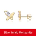 Elegant 925 silver butterfly stud earring with marquise cut moissanite in gold finish - E15247 Butterfly Style (Gold)