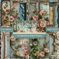 Retro style 6-inch floral scrapbooking paper sheets for DIY photo albums and journals - R2341a 24 Sheets