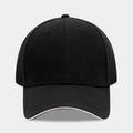 Dettaglio cappellino da baseball nero con visiera sandwich bianca e trama in cotone twill - Regolabile / Nero