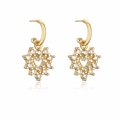 Elegante goldene Herzohrringe mit weißem Zirkonia-Pavé und praktischem Fischhaken - Goldene Hohl Zirkon Herz Haken (CE00189CX)