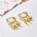 Orecchini a cerchio dorati con pendenti a stella in zircone su sfondo vintage - Stile Strass Trasparente (ZYN-DME263G-1)
